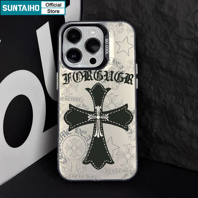 Suntaiho Vỏ Chất Lượng Cao Gothic Họa Tiết Chữ Thập Ốp lưng Iphone 16 15 14 12 13 11 Pro Max IP 7 8 Plus Iphon X Xs XR Xs Max TPU Silicone Mềm Cao Cấp Chống Sốc Ốp Lưng