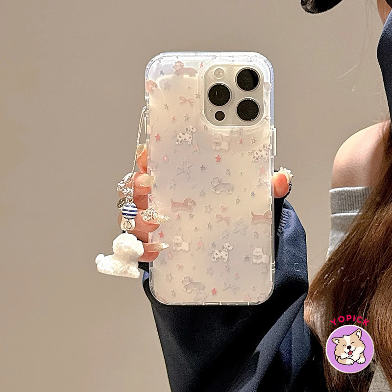 Ốp điện thoại hình chú chó ngôi sao Dizzy cho iPhone 16 16Pro 16Plus 16Pro Max 11 12 13 14Plus 15Pro XR XS Max 7 8Plus hoạt hình Vỏ điện thoại giữ dây chuyền cô gái BB