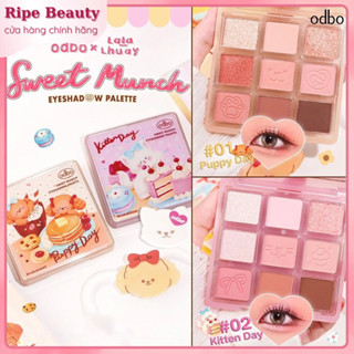 Tặng Kèm Kẹp Tóc Cute- OD2024 Bảng Mắt ODBO 9 Ô Sweet Munch Eyeshadow Palette Puppy Day_Kitten Day Mã 112 -20