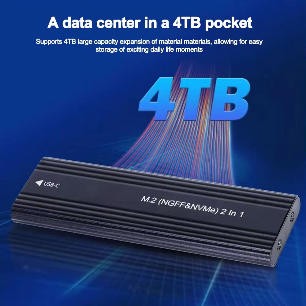 Ốp lưng SSD M2 NVME SATA Giao thức kép M.2 sang USB Type C Bộ chuyển đổi vỏ SSD NVME SATA SSD Disk Box Hỗ trợ phím M và phím B & M | BigBuy360 - bigbuy360.vn