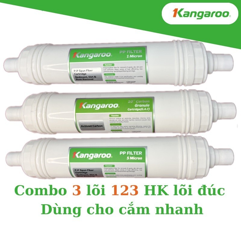 Bộ lõi lọc nước 123 Kangaroo đúc liền (Lõi HK) dùng cho model KG10A4VTU; KG100HK; KG100ES; KG100EO; KG10A4 - Chính hãng
