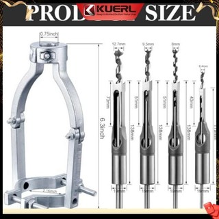 Bộ chuyển đổi mũi khoan lỗ vuông KUERL với 4 mũi khoan lỗ vuông Bộ giá đỡ cố định lỗ vuông
