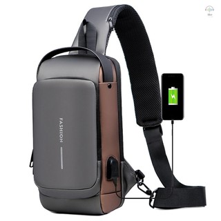 Hilivn) Ba lô đeo chéo Túi đeo vai chống trộm Túi đeo ngực đi bộ đường dài thông thường Daypack chống nước với cổng sạc USB cho nam nữ