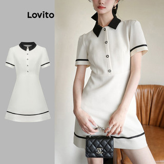 Lovito Đầm cài cúc màu trơn kiểu Preppy cho nữ L82AD147