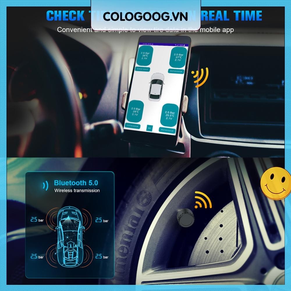 Hệ thống giám sát áp suất lốp tương thích Bluetooth trên ô tô Cảm biến áp suất lốp