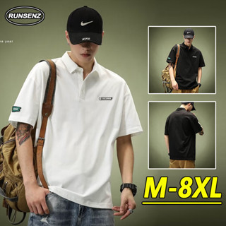 M-8xl Áo Polo Cotton Hàn Quốc Nam Plus Size Top Đơn Giản Nhân Quả Rời Oversize Áo Sơ Mi Tay Ngắn