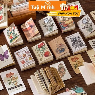 Quyển 80-100 tờ tranh vintage trang trí bullet journal, bộ sưu tập tờ ảnh Chấu Âu