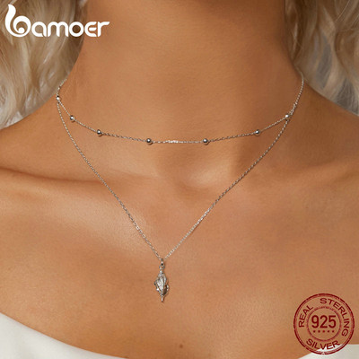Bamoer 925 Sterling Sliver Vòng Cổ Seashell Thiết Kế Trang Sức Hàng Ngày Ocassion Quà Tặng Cho Nữ Bé Gái