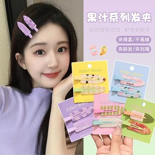 1 cặp kẹp tóc kẻ sọc trái cây ngọt ngào cho nữ có nổ bên mùa hè và kẹp tóc mỏ vịt