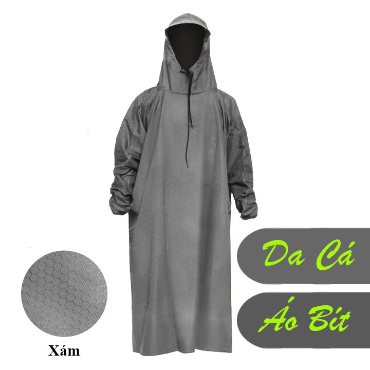 Áo mưa đơn, Áo Mưa Bít, Áo Mưa Kín Chất Liệu Vải Dù, Vải Dù Da Cá ,Vải Dù Vân Tổ Ong
