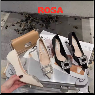Giày cao gót 8p mũi nhọn đính đá ROSA màu trắng đen quyến rũ mọi ánh nhìn CG-0614