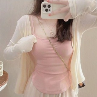 Áo chống nắng nữ khăn choàng nhỏ mỏng xuân hè kèm váy bên ngoài áo cardigan