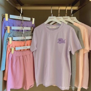 Ins Bộ Đồ Ngủ Cổ Tròn Dễ Thương Nữ Mùa Hè Ngắn Tay Quần Short Có Thể Mặc Bên Ngoài Influencer Phong Cách Mùa Hè Phong Cách Mới Nhà Phục Vụ