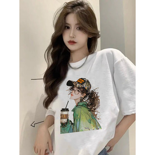 NRVP 100% Cotton Tay Ngắn Oversize Unisex Áo Thun Plus Size Người Phụ Nữ Tee Baggy Hoạt Hình Áo