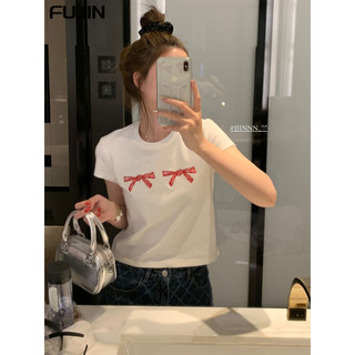 FUJIN áo phông áo thun nữ croptop baby tee Minimalist xu hướng Korean Trendy WTX2420CW1 21Z240519