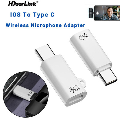 HdoorLink 2in1 Mic Không Dây Charing Adapter IOS Sang Type-c Bộ Chuyển Đổi Loại C Cổ Kẹp Micro Kết Nối