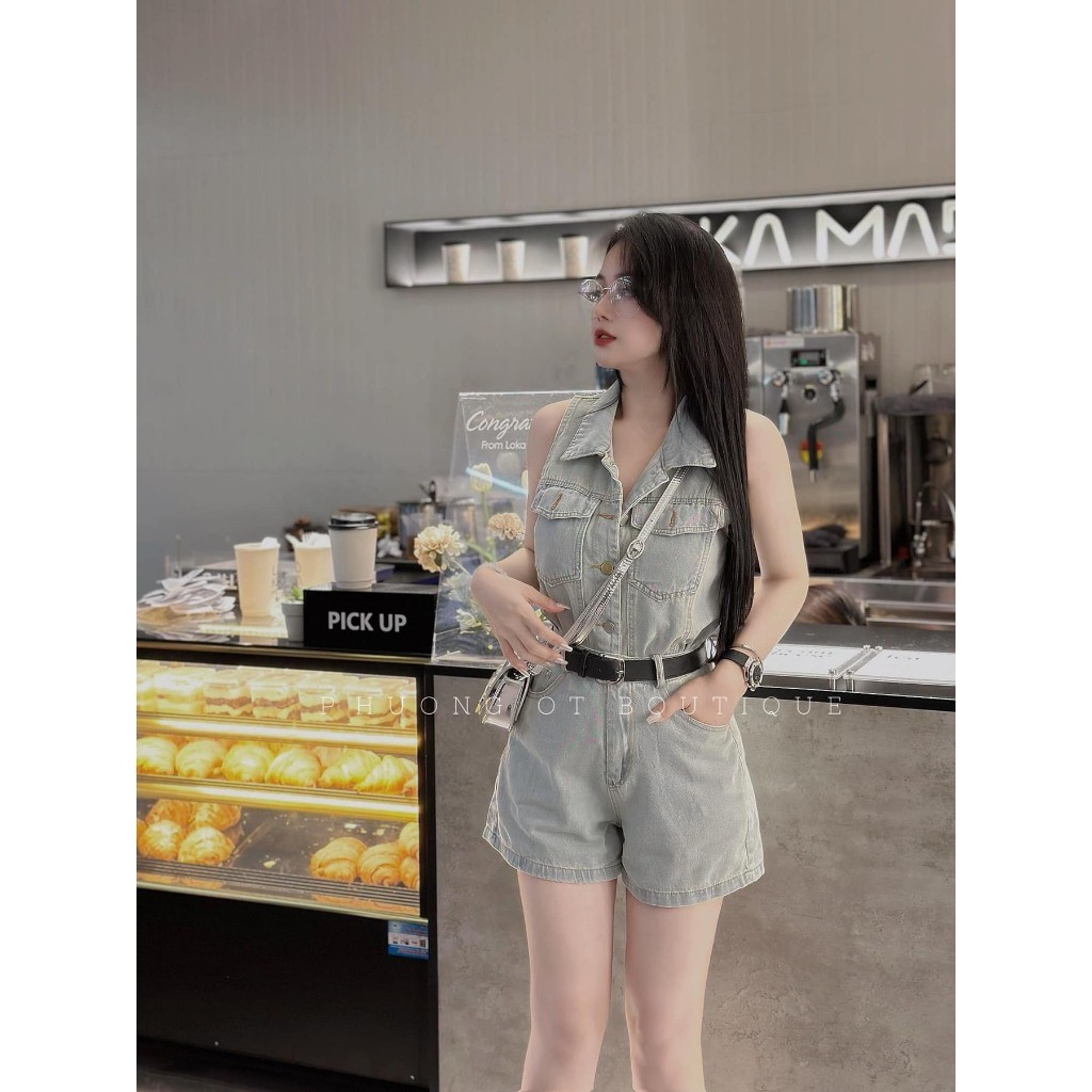 Set bò balo mài túi ngực cúc vàng kèm đai CABOXIN