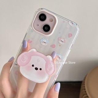 Ốp Điện Thoại Từ Tính Hoạt Hình Puppy Cho Apple iPhone 15 Pro Max iPhone 14 Chống Rơi 13 Cứng 12 Có Giá Đỡ Màu Hồng