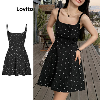  Đầm Lovito xếp nếp buộc sau hoa nhí thường ngày cho nữ L68ED147 (Nhiều màu)
