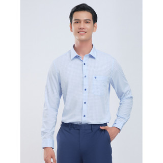 Sơmi dài tay lai bầu VIETTIEN vải sợ hoa hồng phom regular fit - 1S6420BF1/LBEZ