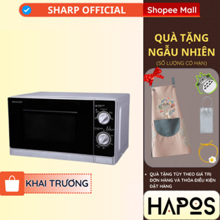 Lò vi sóng Sharp R-205VN-S 20 Lít Chính hãng, Microwave hâm nóng rã đông đồ ăn nhanh - Bạc - HAPOS