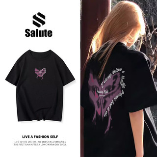 Áo phông nữ girl phố đen form rộng mùa hè local brand SALUTE oversize áo thun in hình outerity fashion 100% cotton Y1255