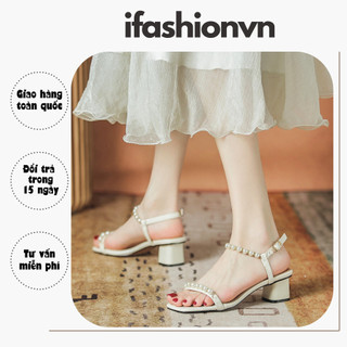 Giày cao gót quai ngang đính ngọc đá sang chảnh cao 5cm cg-0607 ifashion