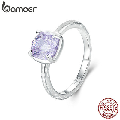 Bamoer 925 Sterling Sliver Nhẫn Tím Zircon Trang Sức Quà Tặng Cho Nữ