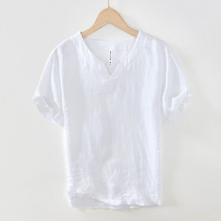 Áo thun vải lanh ngắn tay mùa hè dành cho nữ văn học Retro Phong cách Hồng Kông Áo vải lanh Cotton