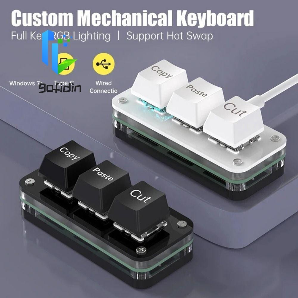 Gofidin Copy Paste Cut Keypad, Acrylic Red Switch Custom Mini 3 Key Key Key Key Key Key Key Key Key 