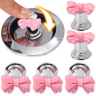 Nút ép xả bồn cầu có tay cầm nơ - Trang trí tay nắm cửa tủ ngăn kéo tủ - Đa năng, Tự dính, Tiết kiệm nhân công - Kéo nắp Closestool - Phụ kiện phòng tắm