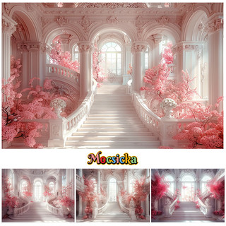 Nền Chụp Ảnh Trắng Tưởng Tượng Vintage Cung Điện Bohemian Hoa Trang Trí Đám Cưới Người Lớn Chân Dung Phông Nền Studio Ảnh