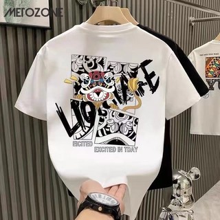 Áo thun ngắn tay hoạt hình mùa hè MeTozone nam hợp thời trang giản dị quỷ mặt cười tay áo năm điểm