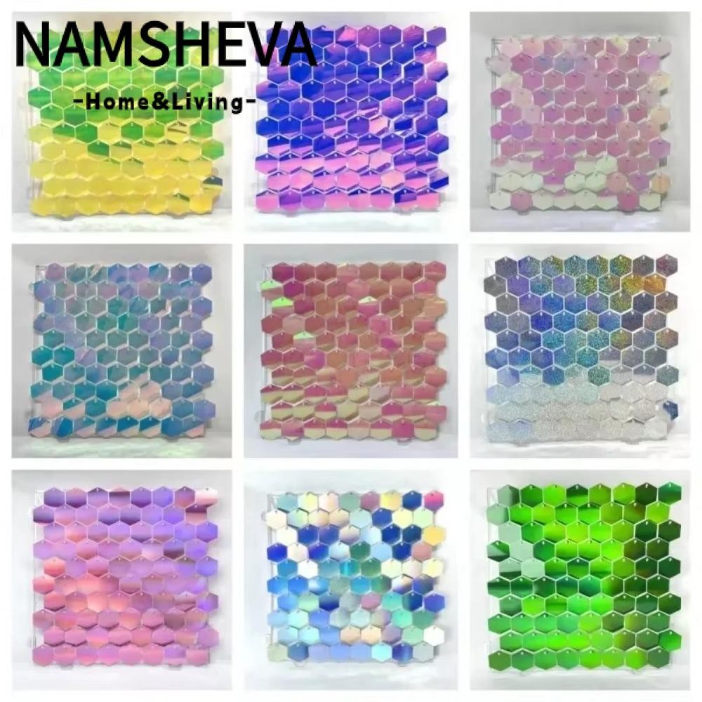 Namsheva Sequin Backdrop, Hình lục giác PET Sequin Panel Trang trí tường, Tấm trang trí phông nền mà