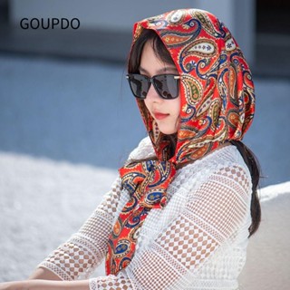 Mũ GOUPDO Baotou, Khăn quàng cổ lụa mô phỏng mềm mại Hồi giáo, Khăn trùm đầu thoáng khí chống nắng mùa hè dành cho nữ