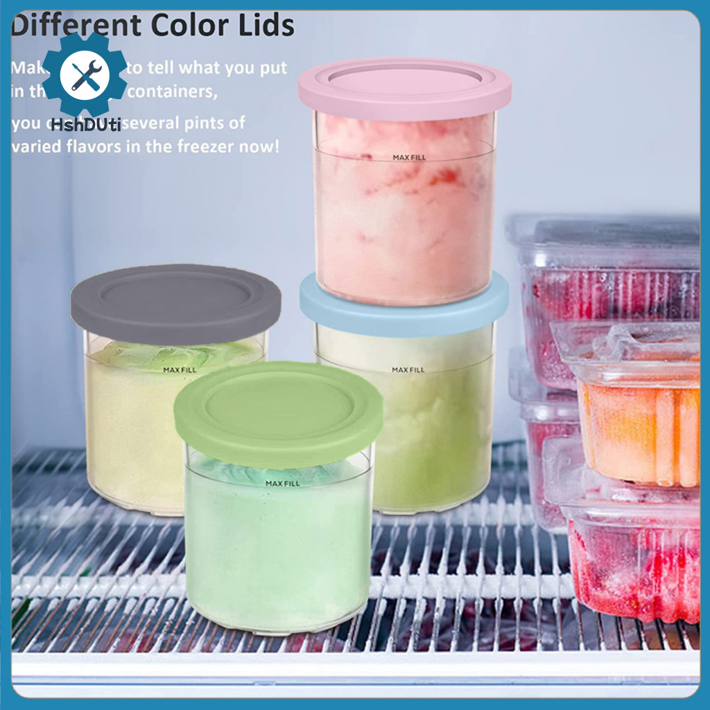 Hshduti Freshness Preserve Ice Cream Chống Rò Rỉ Hộp Bảo Quản Kem Không Bpa Cho Ninja Kem Cooler Bộ 
