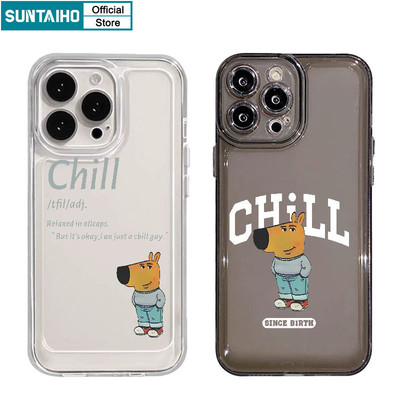 Suntaiho Ngộ nghĩnh Vỏ Độc Đáo Hoạt Hình Họa Tiết Chó Ốp lưng Cho Iphone 16 15 14 13 12 11 Pro Max IP 7 8 Plus Iphon X Xs XR Xs Max TPU Mềm Cao Cấp Chống Sốc Ốp Lưng
