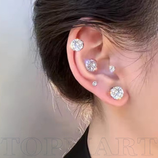 1 / 3 Bông tai kẹp hình kim cương không xỏ khuyên | Vòng bít tai nam châm 4-8mm, Trang sức pha lê muối & đồng, Thiết kế chống nước cho các dịp bơi lội / tiệc tùng