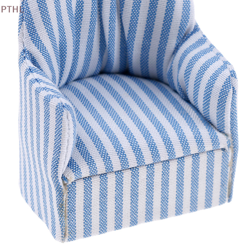 [Pthl] Nhà búp bê 1: 12 ghế sofa sọc nội thất thu nhỏ cho phòng ngủ phòng khách PT