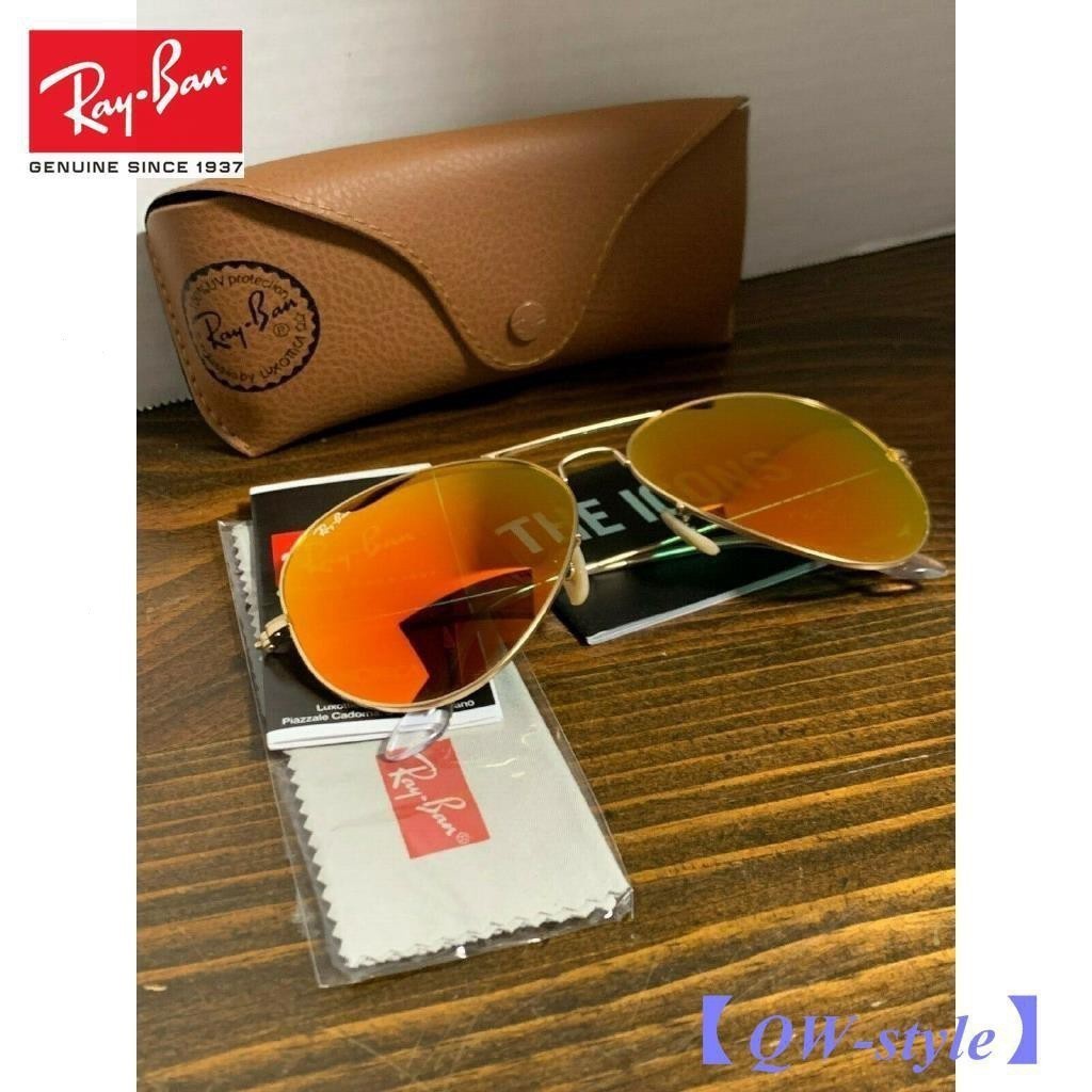 Kính Mát RayBan Aviator Nam Nữ Màu Cam Khung Vàng Flash RB3026 112 / 69 62mm