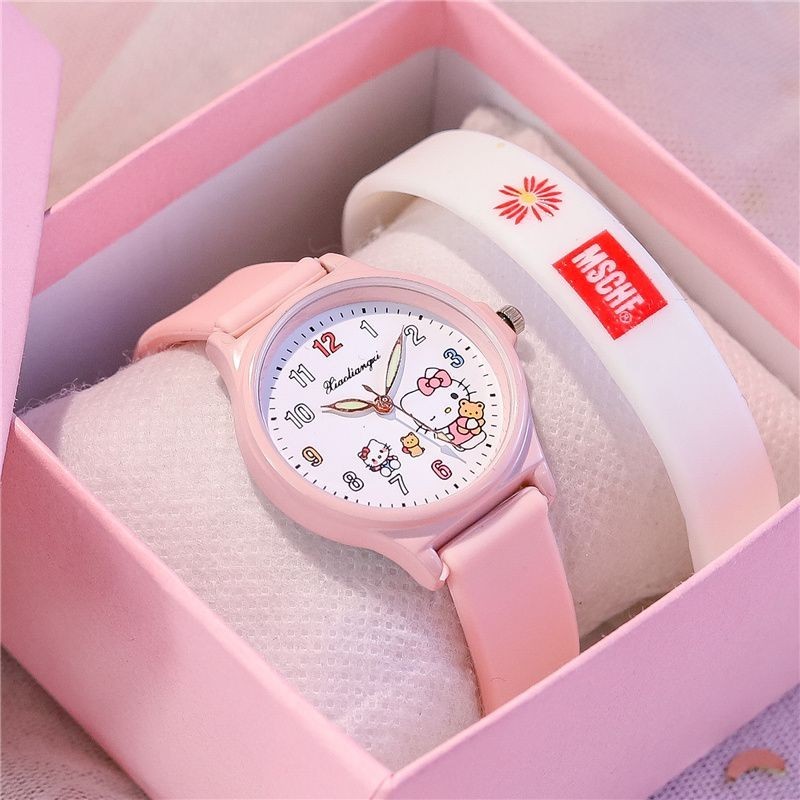 Mới Ban Nhạc Mềm Trường Tiểu Học Trẻ Em Đồng Hồ Bé Gái Nhật Bản Niche Hoạt Hình Dễ Thương Hello Kitty Học Sinh Trung Học Cơ Sở Kỳ Thi Đồng Hồ Trẻ Em Quà Tặng