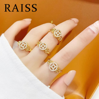Lucky Charm Money Catcher Coin Charm Moissanite Nhẫn thép không gỉ 18k