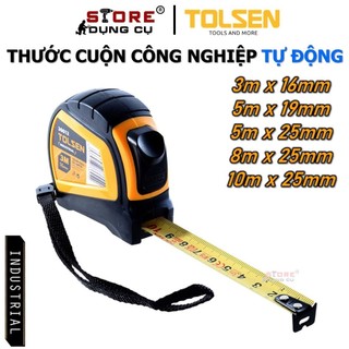3-10m thước cuộn tự động tolsen 36012 36013 36014 36015 36016 thước kéo thép nền vàng công nghiệp vỏ nhựa abs