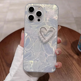 Ốp Điện Thoại Silicon Cho iPhone 15 14 13 12 11 Pro Max X XR XsmaxPlus laser gradient 3D Ngọc Trai Trái Tim Tình Yêu