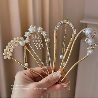  Kim Cương Giả Ngọc Trai Kẹp Tóc Thanh Lịch Tóc Vintage Đũa Tóc Hình Chữ U Kẹp 