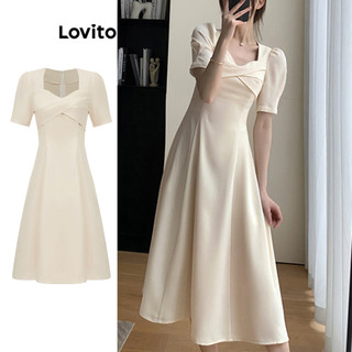 Đầm dạ hội Lovito thiết kế chéo màu trơn phong cách thanh lịch cho nữ L87ED151