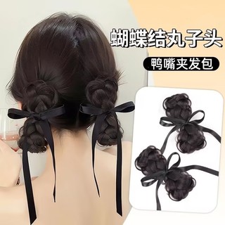 Tóc giả ruy băng buộc tóc nơ kẹp tóc xoắn bện tóc giả cho nữ bé gái mặc hàng ngày