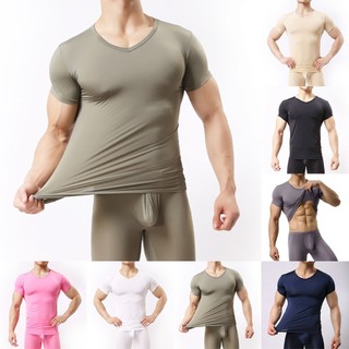 < Thebest > Áo lót nam Sheer Man Ice Silk Mesh Xem qua những điều cơ bản Áo sơ mi thể dục gợi cảm