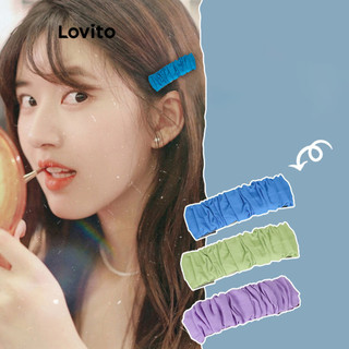 Kẹp tóc Lovito xếp nếp màu trơn phong cách thường ngày cho nữ LFA21130