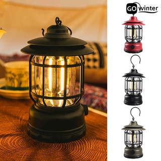 [Gw] 1 Bộ Đèn Cắm Trại Retro Núm Vô Cấp Làm Mờ Chống Nước Sạc Nhanh Chiếu Sáng Đèn Tìm Kiếm Retro Barn Light Cắm Trại Ngoài Trời